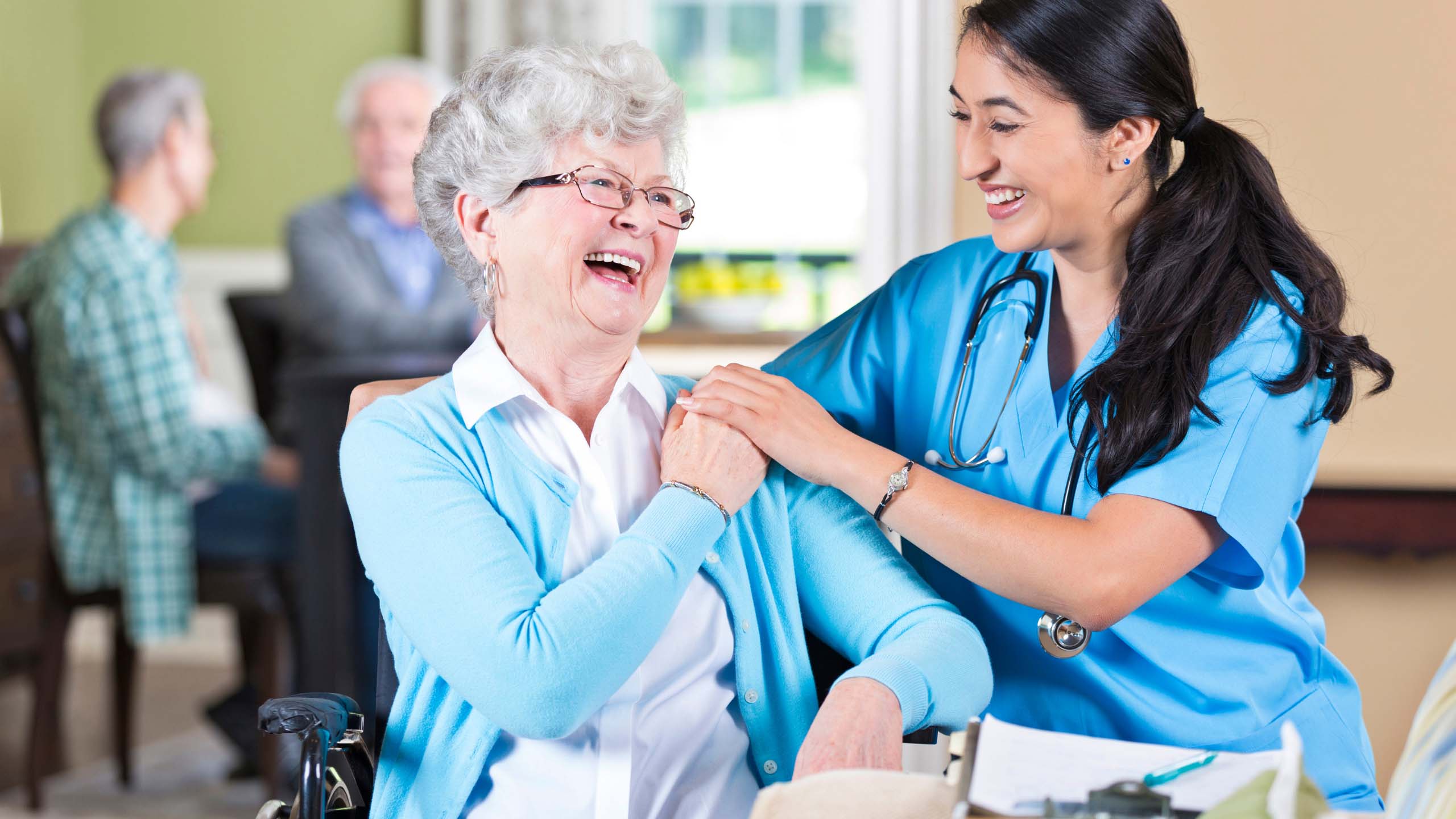 Nurse helping senior Flowerstone